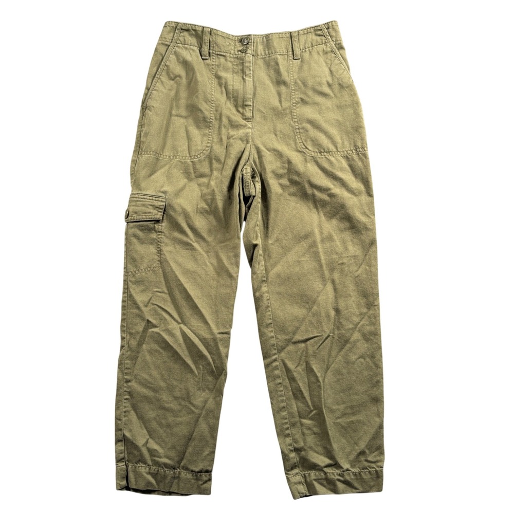 Talbots Supersoft Cargo Pants Green Linen Blend Utility Gorpcore High Rise 2
